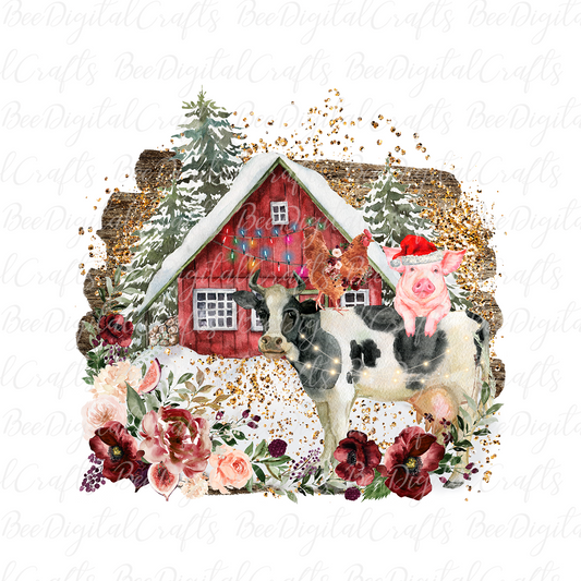 Christmas on the farm sublimation design