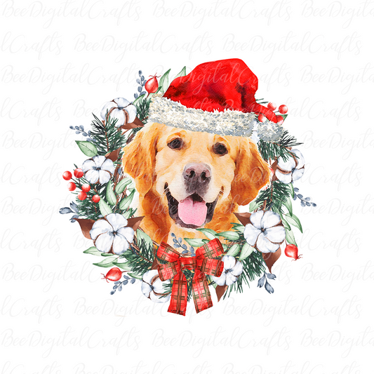 Christmas golden retriever sublimation design