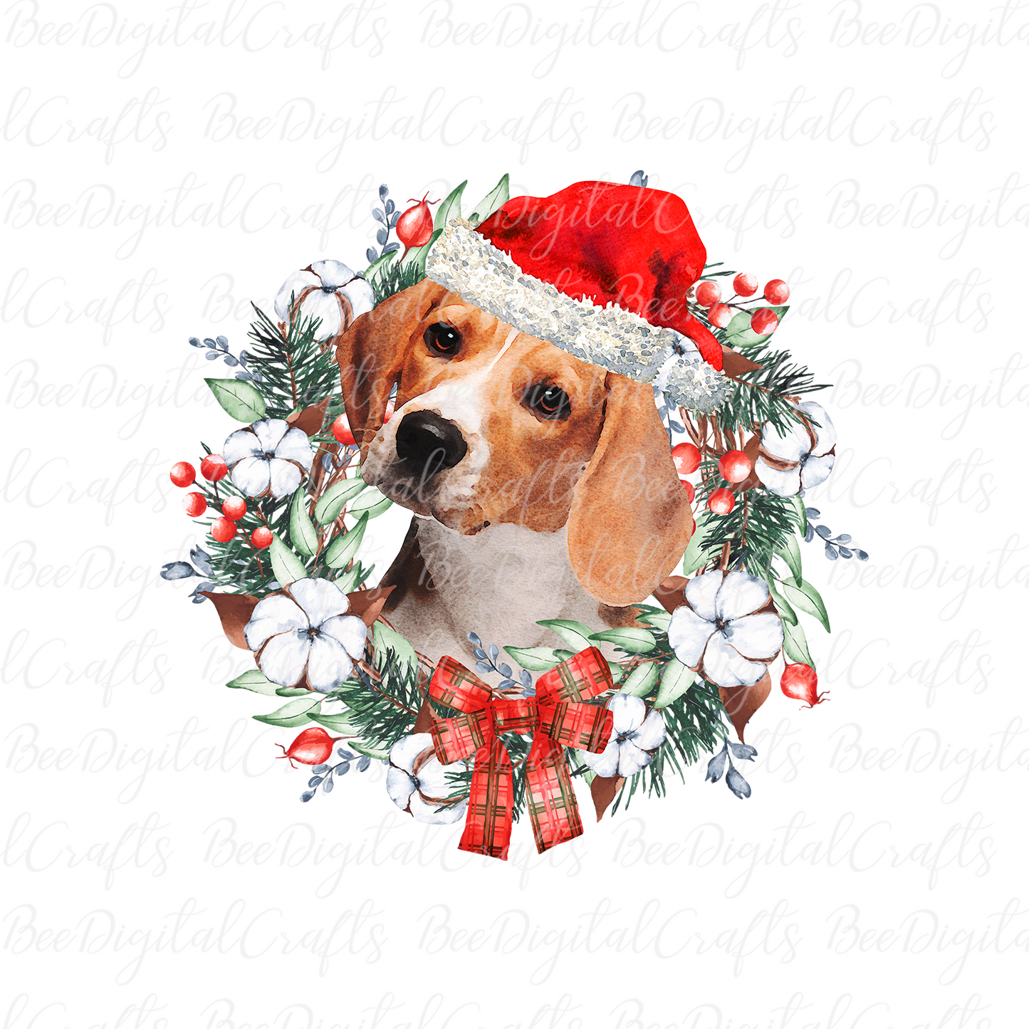 Christmas beagle dog sublimation design