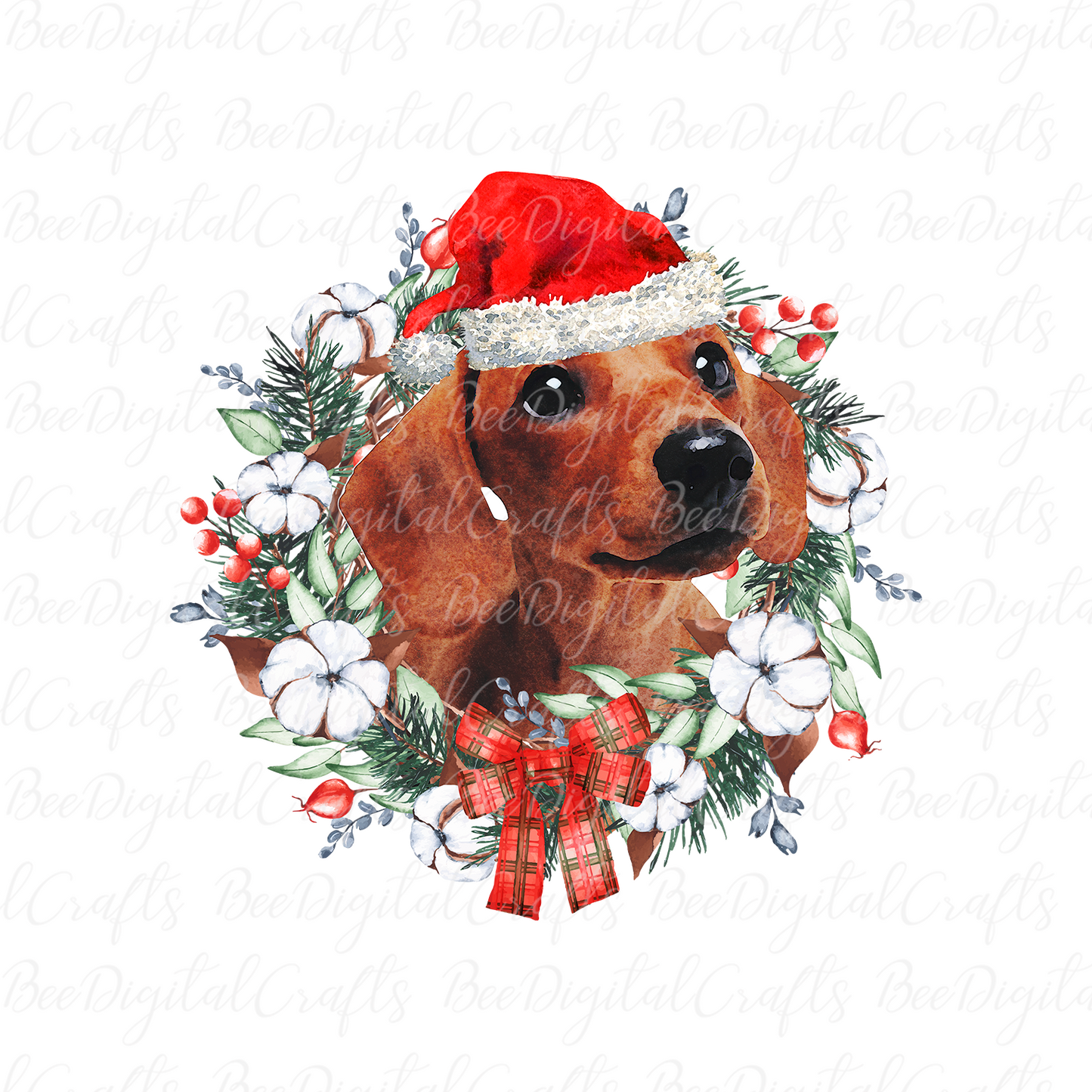 Christmas dachshund sublimation design