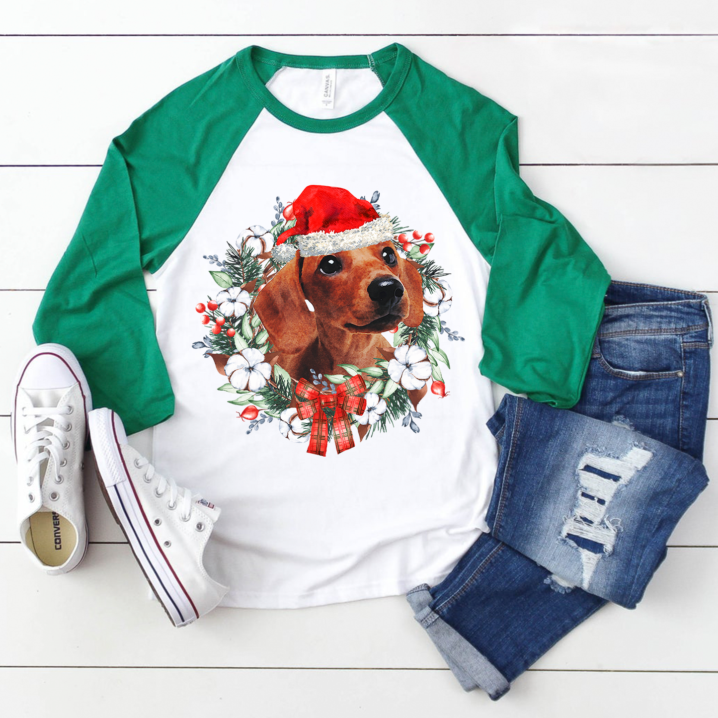 Christmas dachshund sublimation design