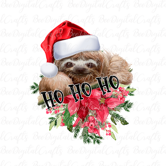 Christmas sloth sublimation design