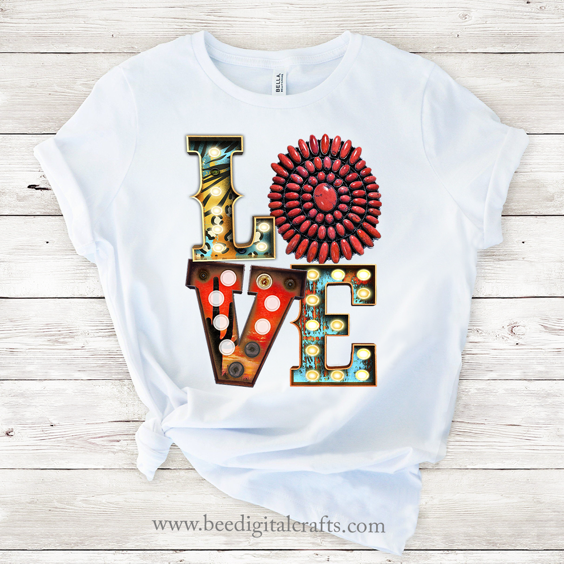 Western love sublimation design