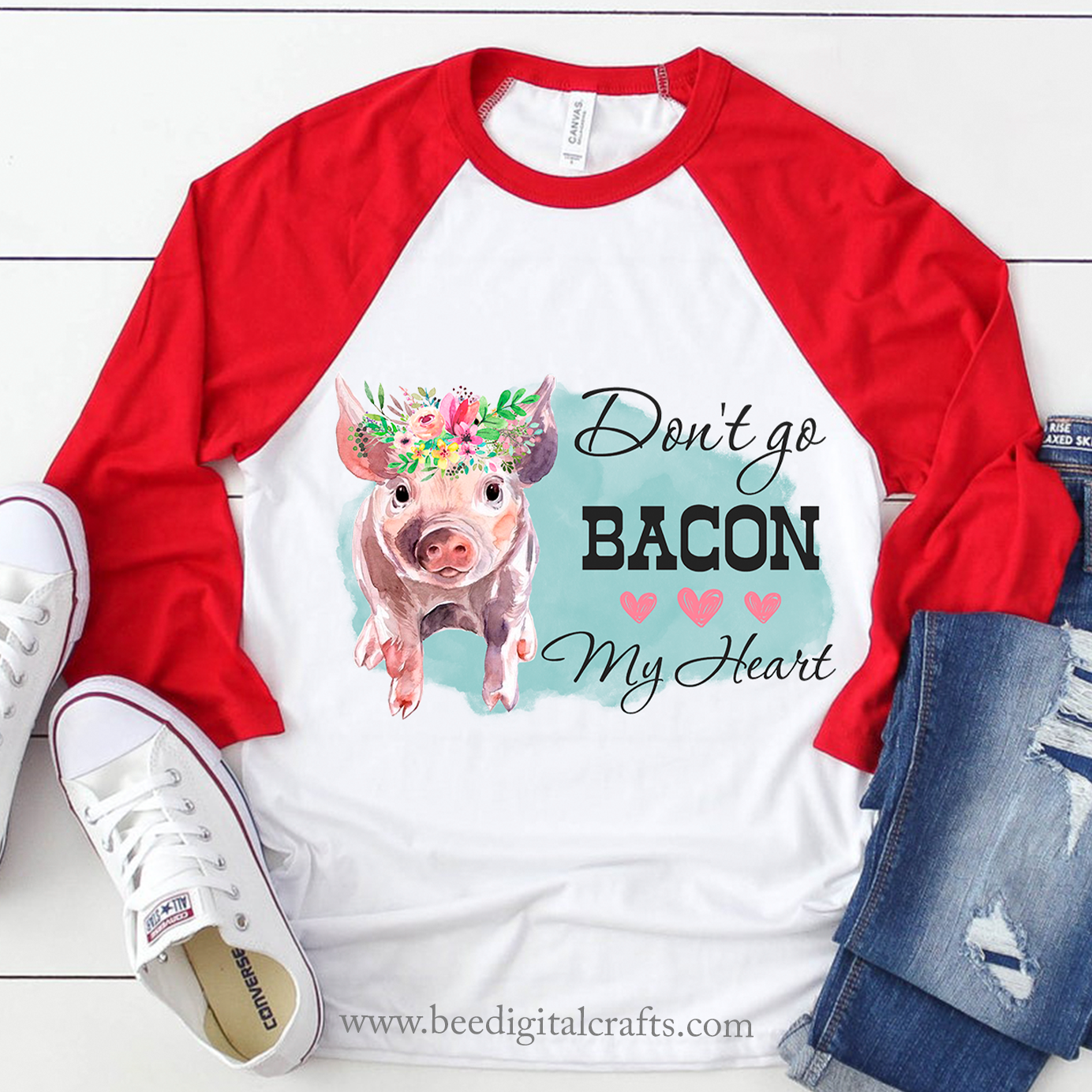 Don't bacon my heart sublimation design