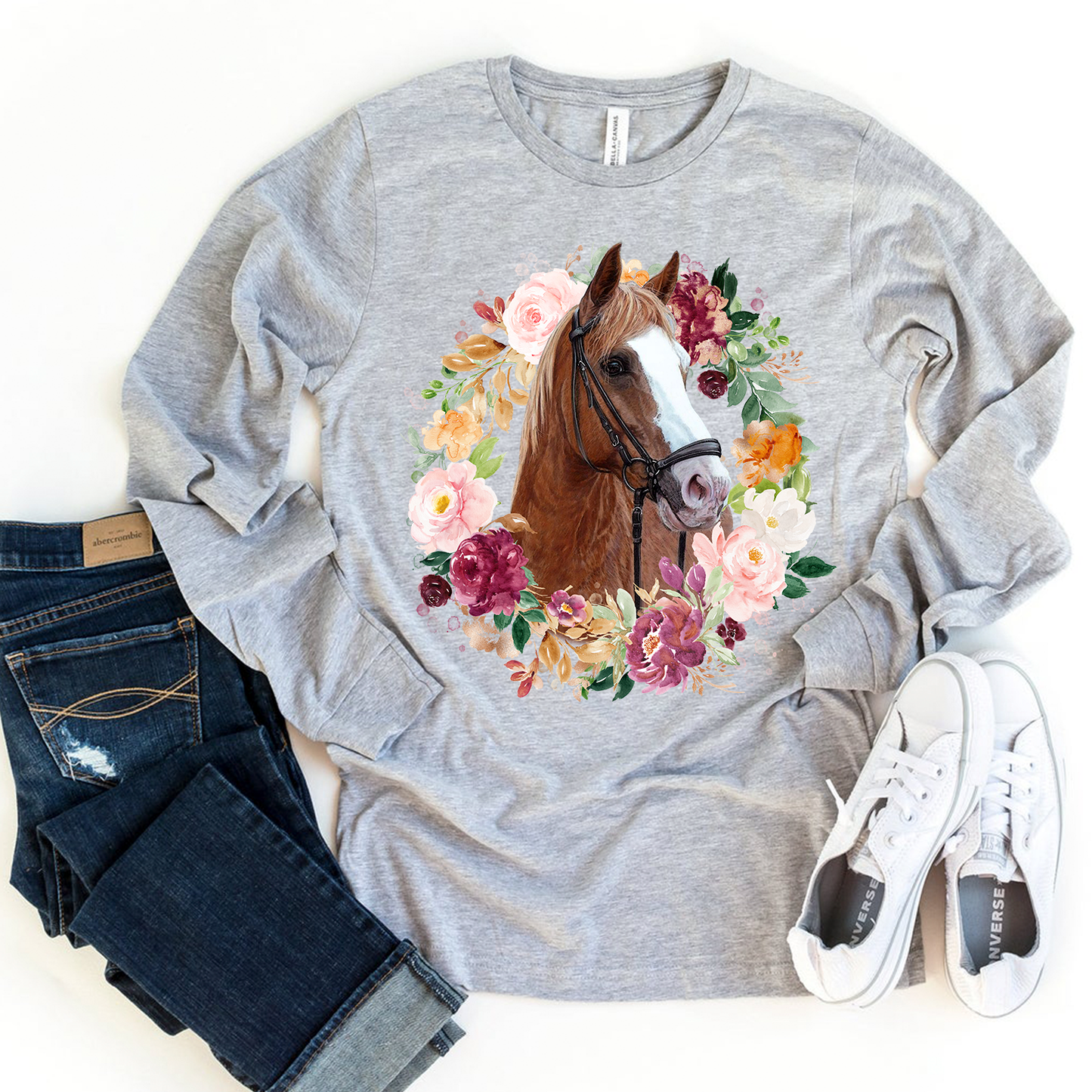 Horse with flowers sublimation design