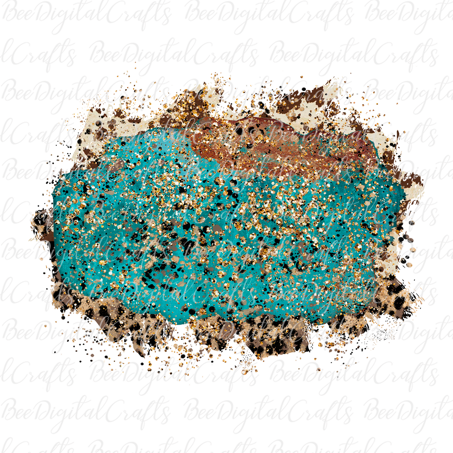 Distressed teal leopard background sublimation design