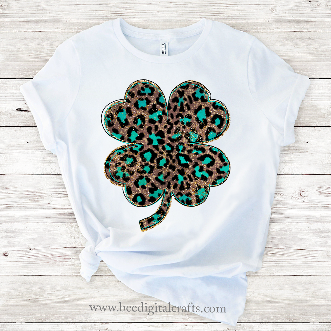 Leopard shamrock sublimation design