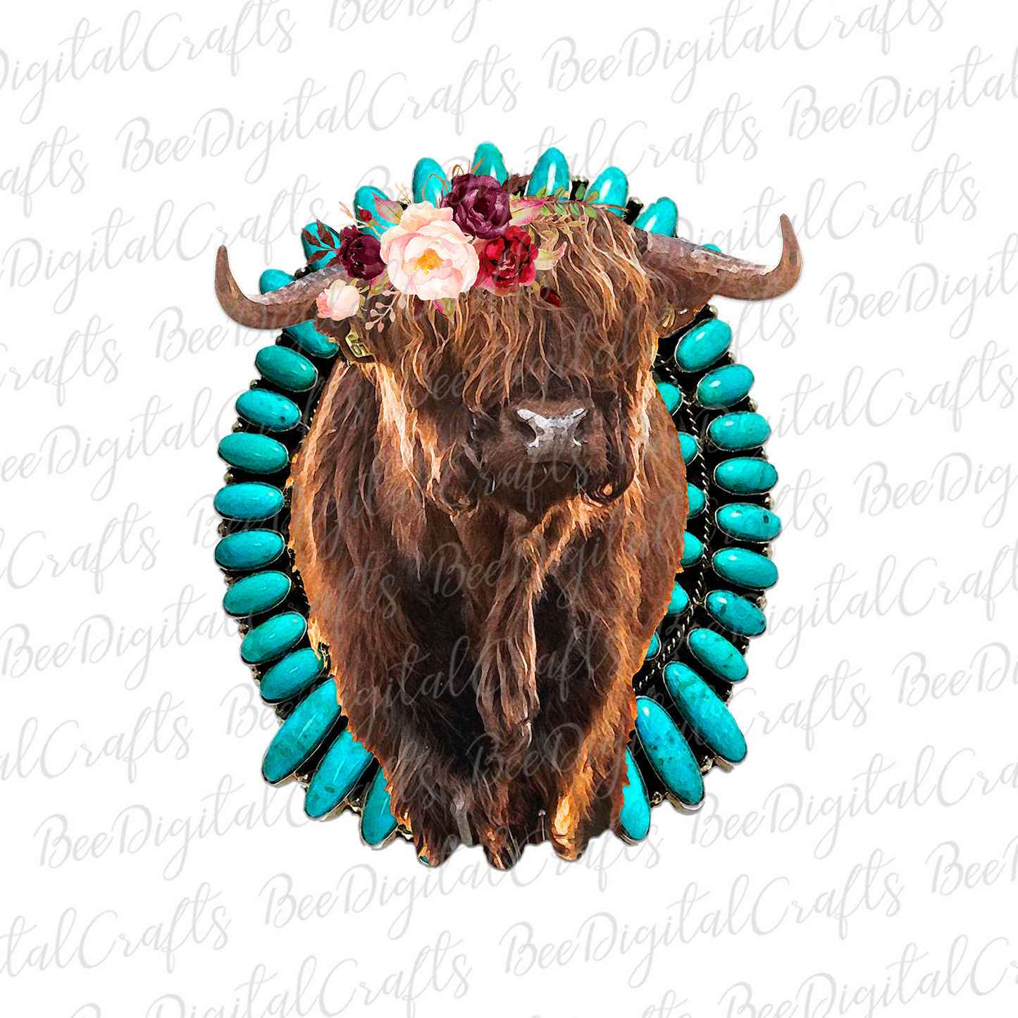 Highland cow sublimation design