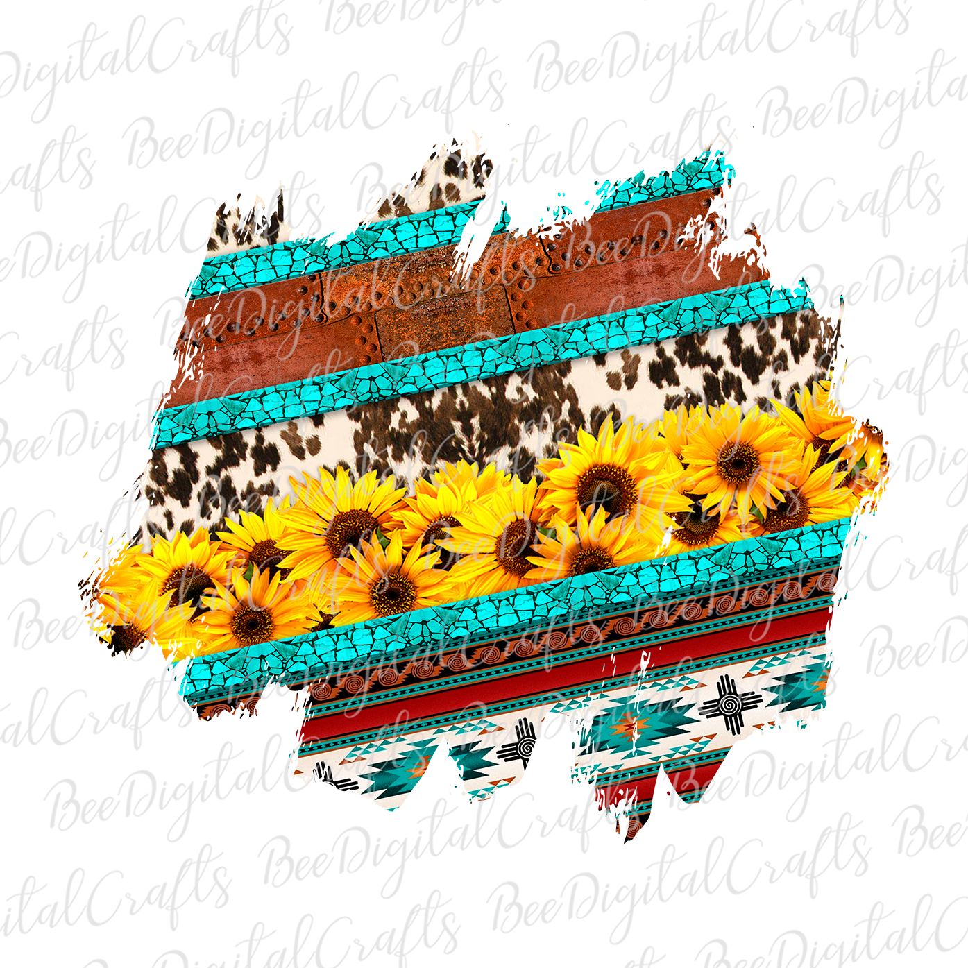 Cowhide sunflower background sublimation design