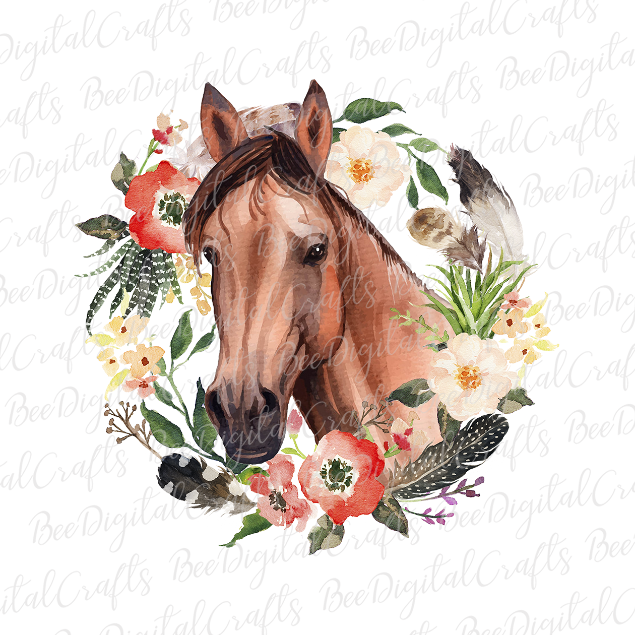 Horse with flower sublimation design