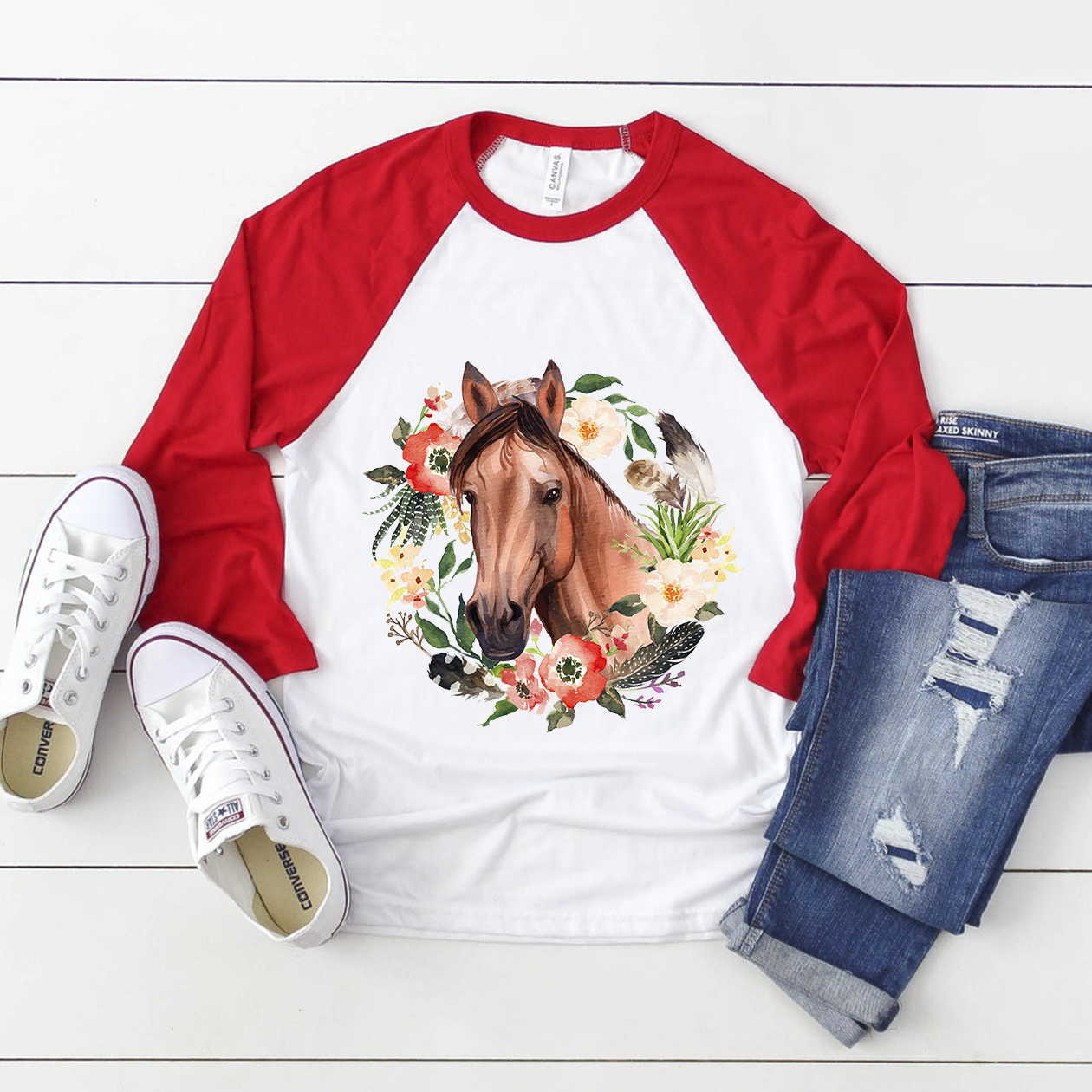 Horse with flower sublimation design