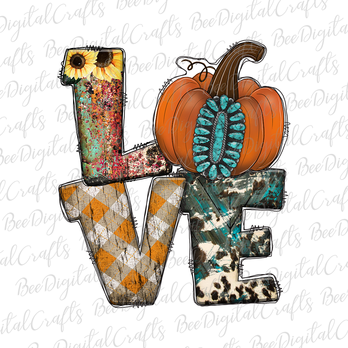 Love fall Pumpkin sublimation design