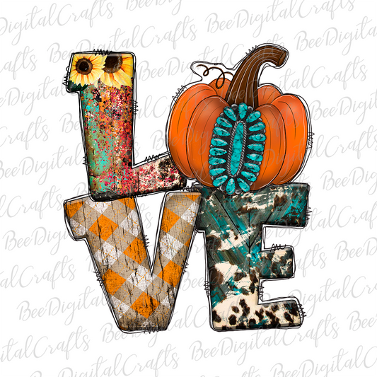 Love fall Pumpkin sublimation design