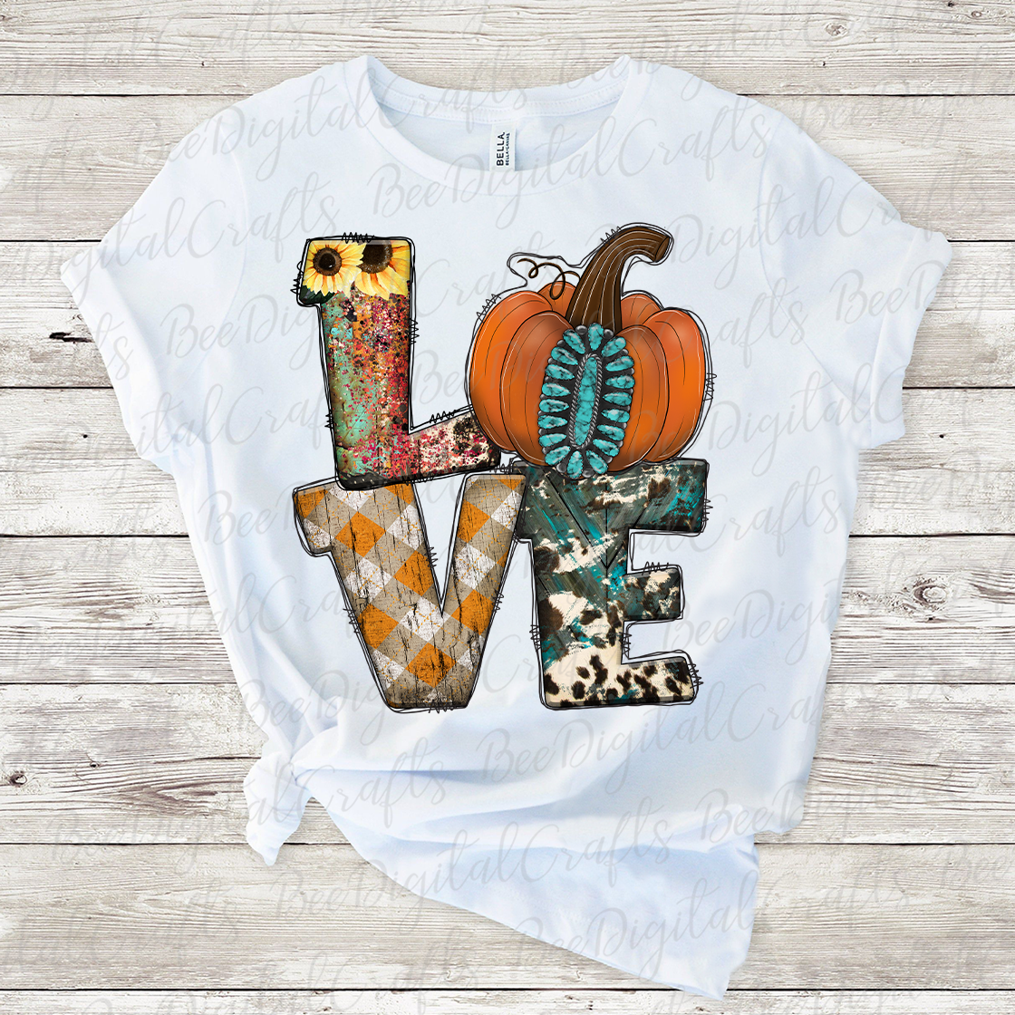 Love fall Pumpkin sublimation design