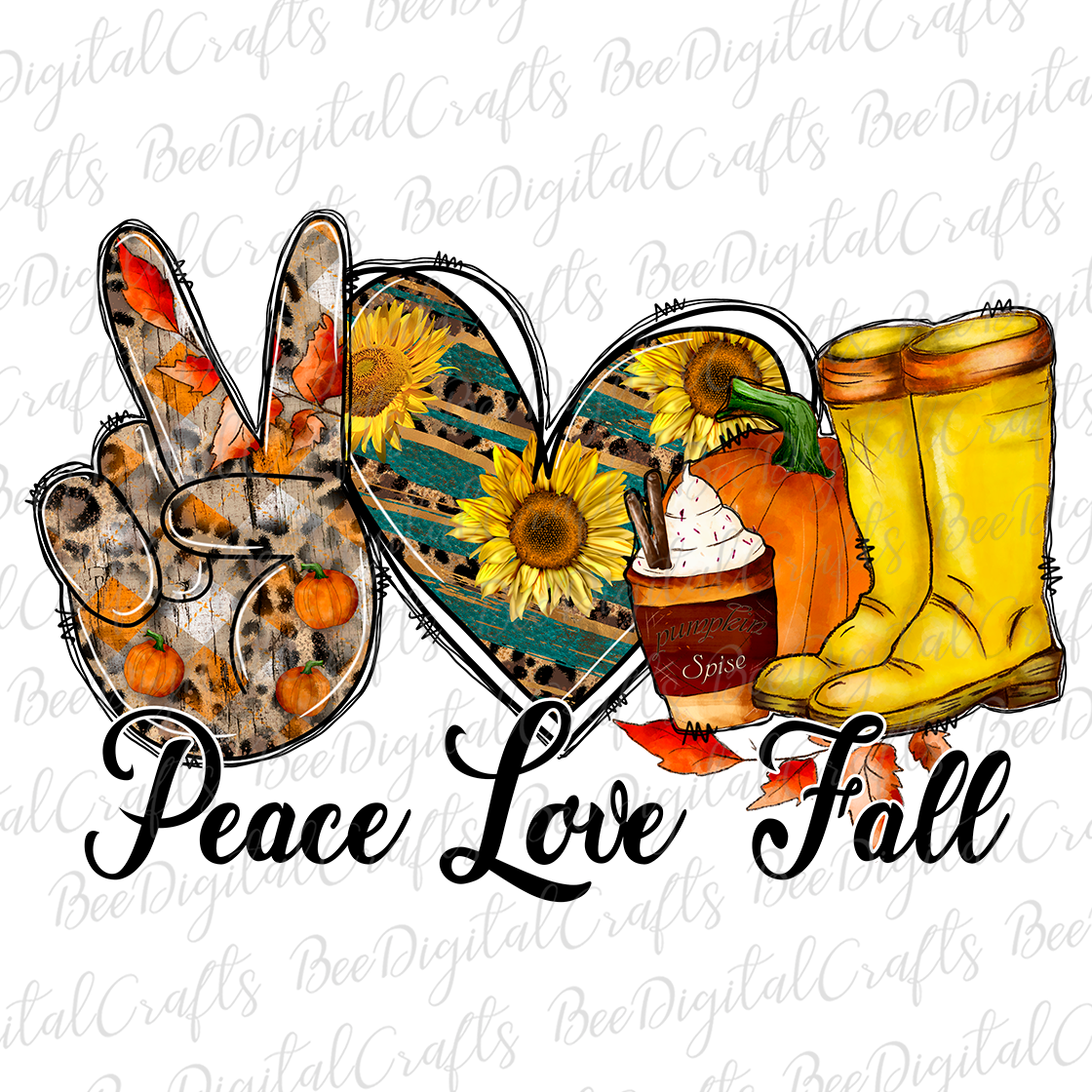 Peace love fall sublimation design