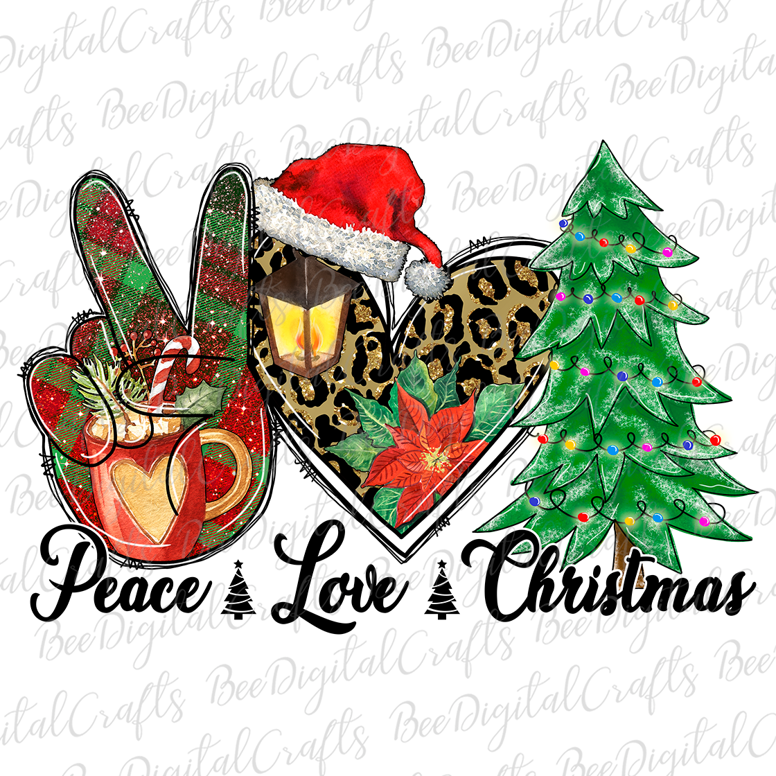 Peace love Christmas sublimation design