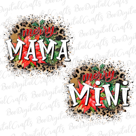 Merry mama and mini sublimation design