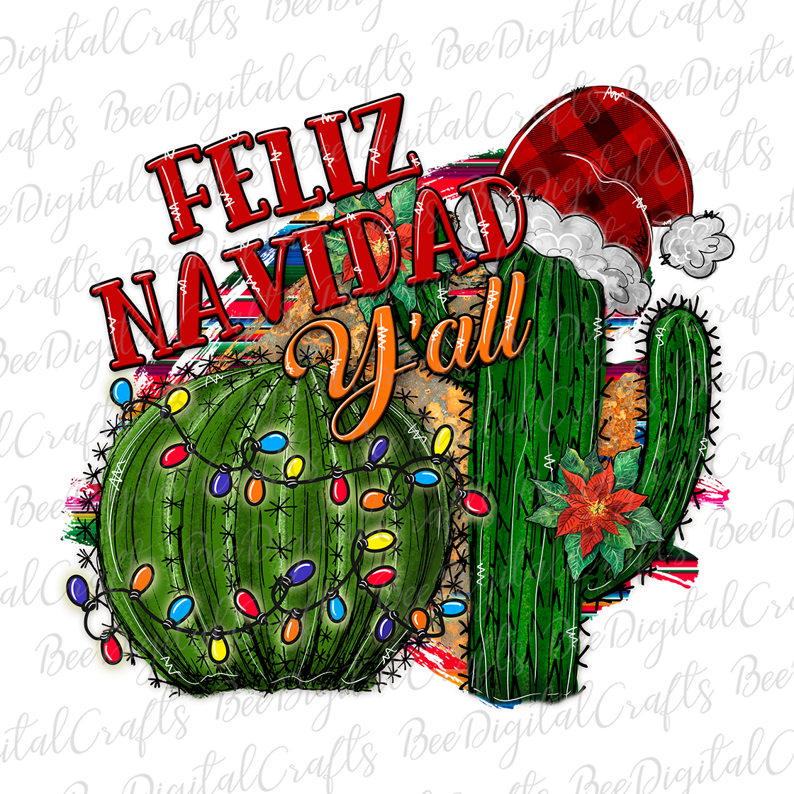 Feliz Navidad y'all sublimation design