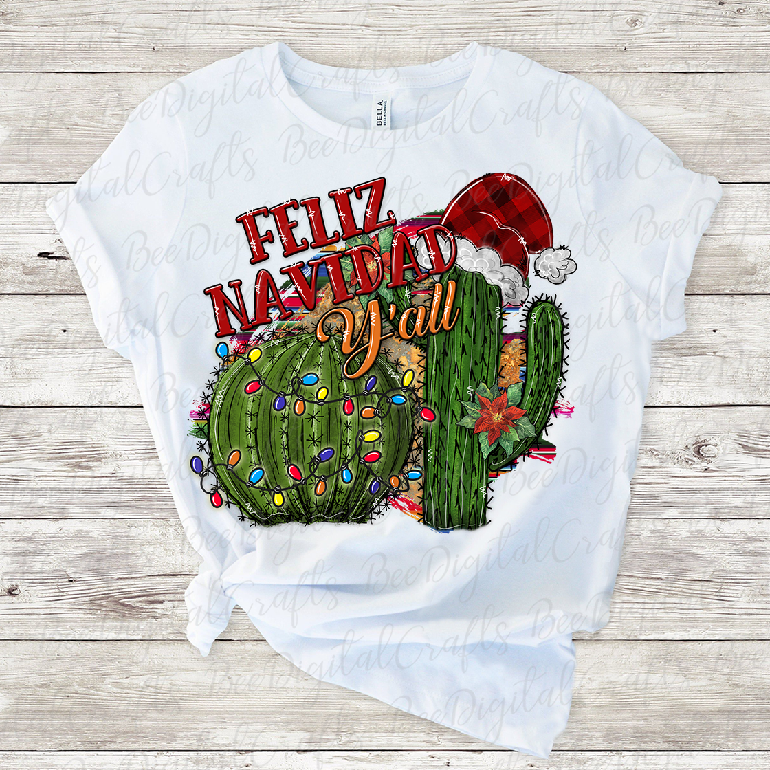 Feliz Navidad y'all sublimation design