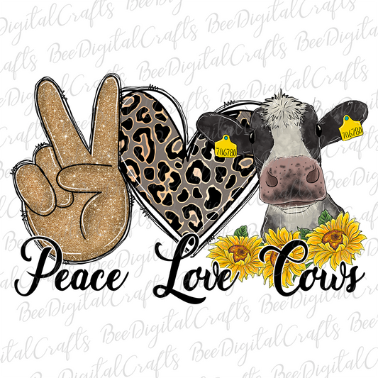 Peace love cow sublimation design