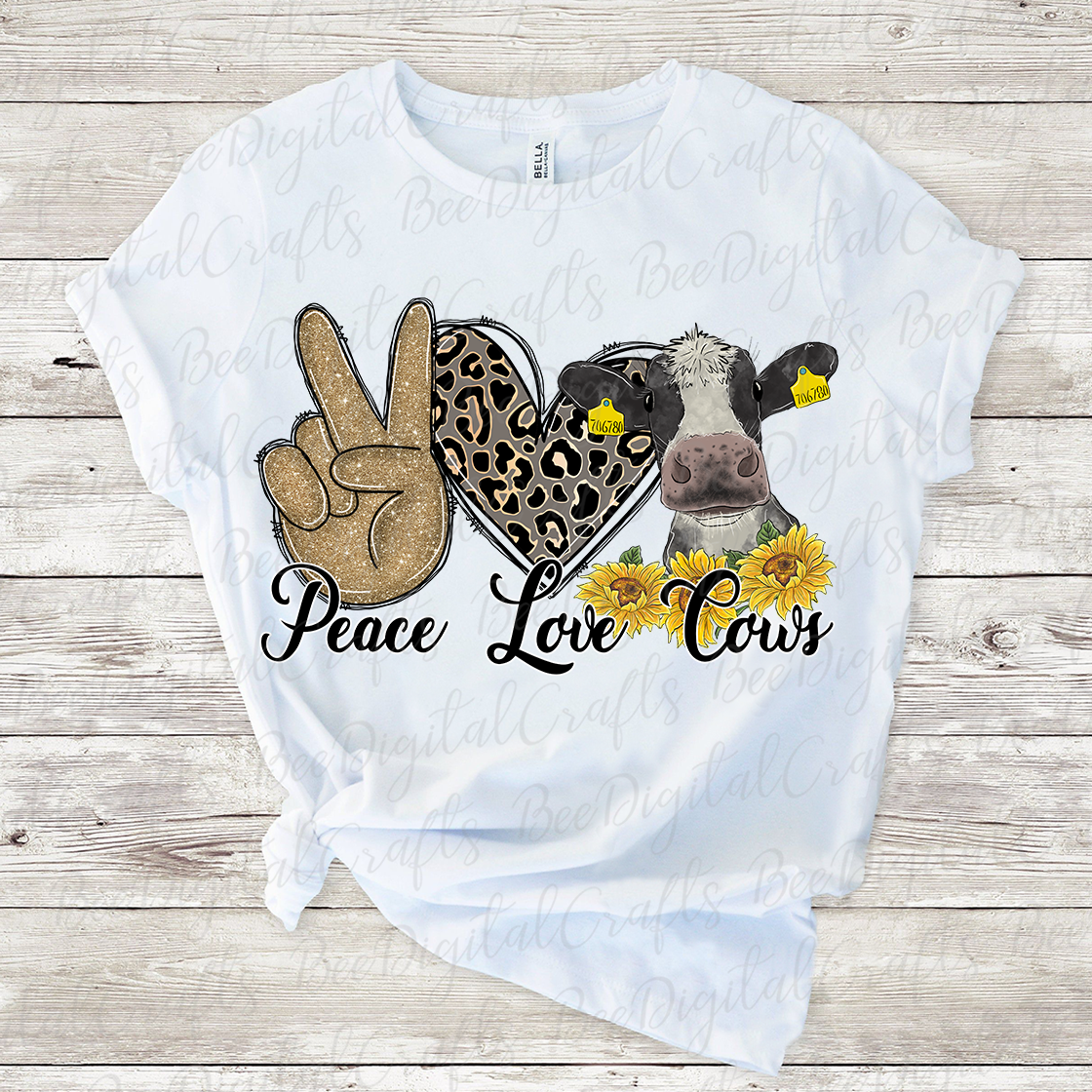 Peace love cow sublimation design