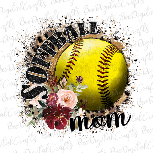 Softball mom sublimation design