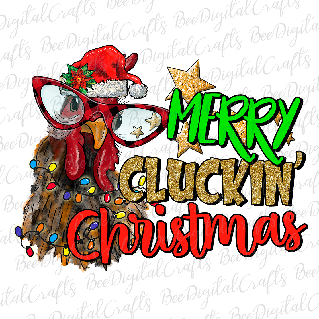 Merry Cluckin' Christmas sublimation design