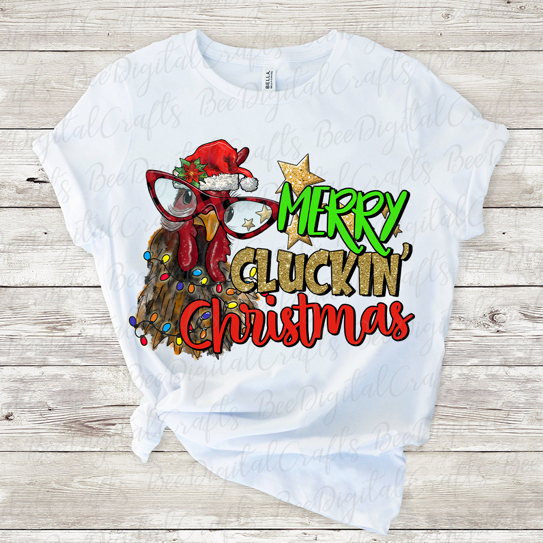 Merry Cluckin' Christmas sublimation design