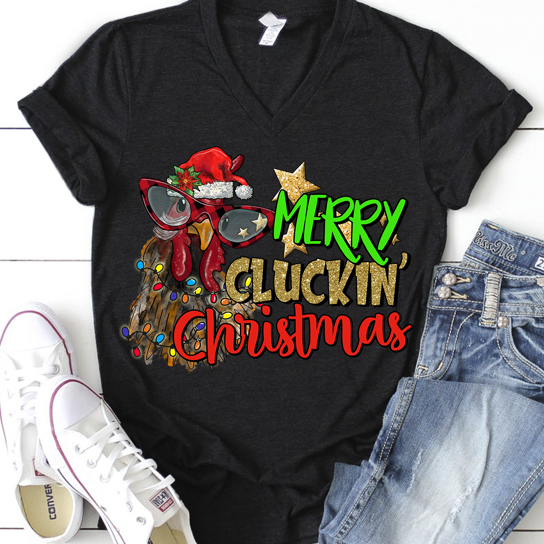 Merry Cluckin' Christmas sublimation design