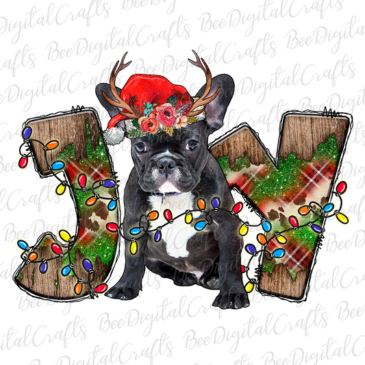 Christmas Joy french bulldog sublimation design