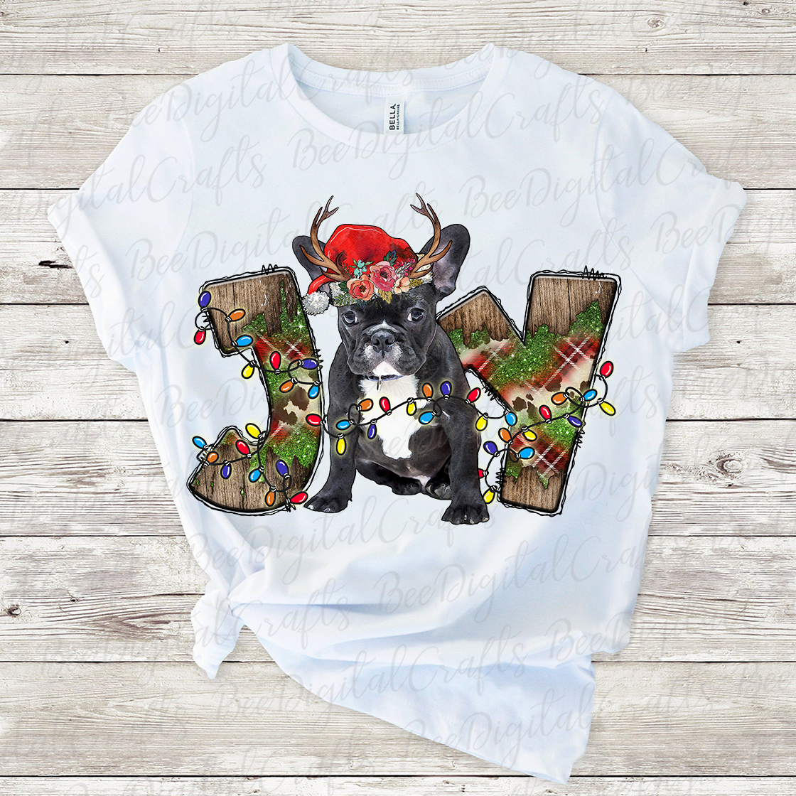 Christmas Joy french bulldog sublimation design