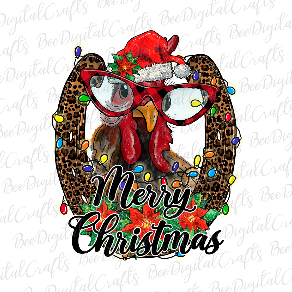 Merry Christmas chicken sublimation design