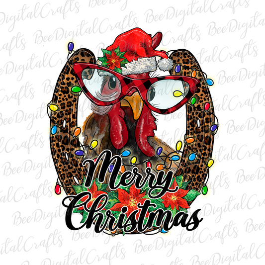 Merry Christmas chicken sublimation design