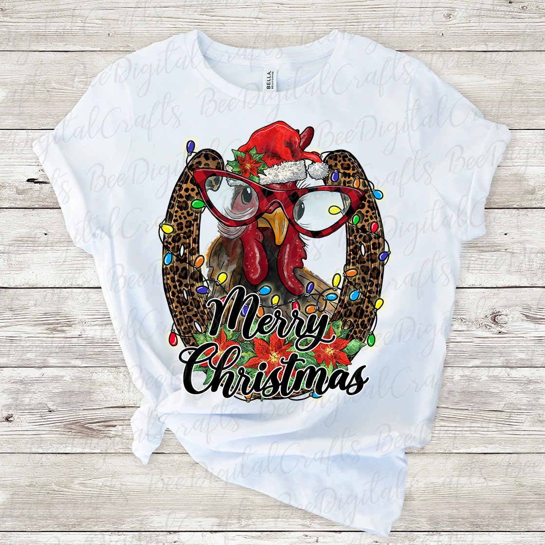 Merry Christmas chicken sublimation design