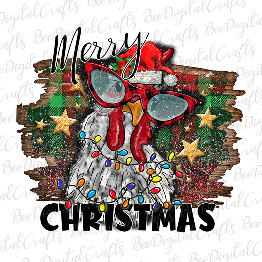 Merry Christmas chicken sublimation design