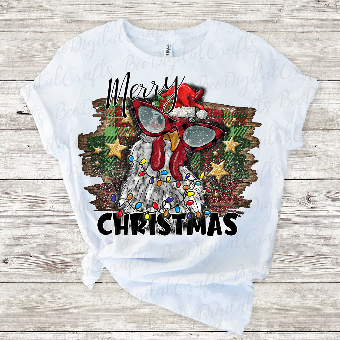 Merry Christmas chicken sublimation design