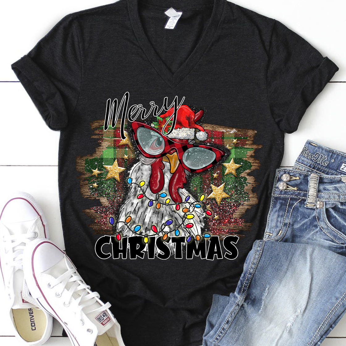 Merry Christmas chicken sublimation design