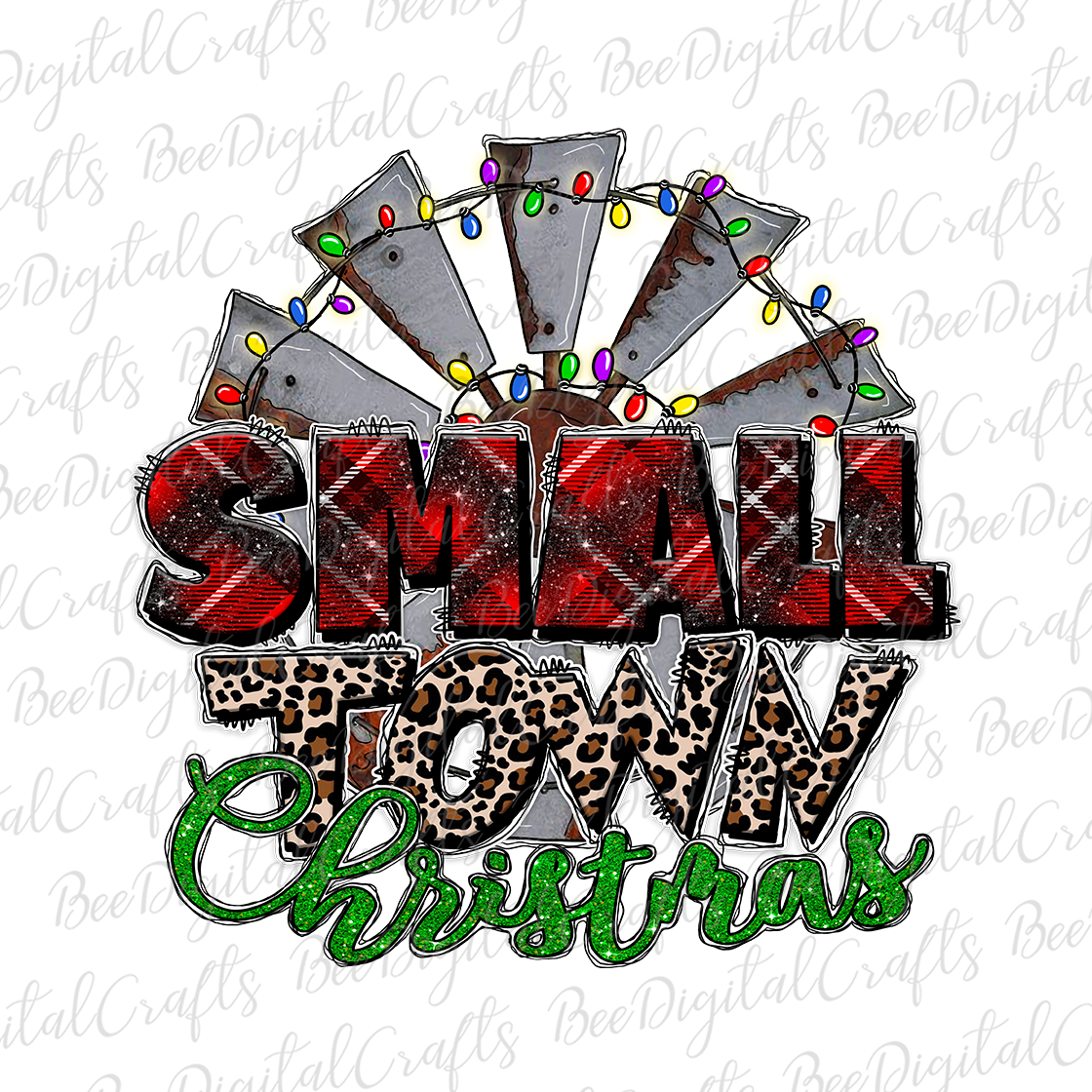 Small town Christmas sublimation design