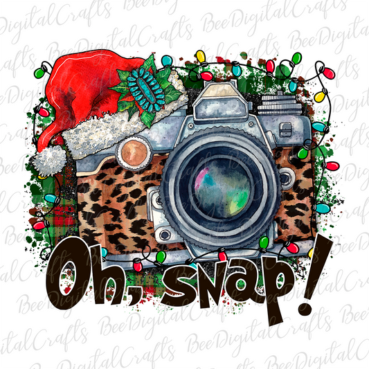 Christmas photo camera with Santa hat sublimation design