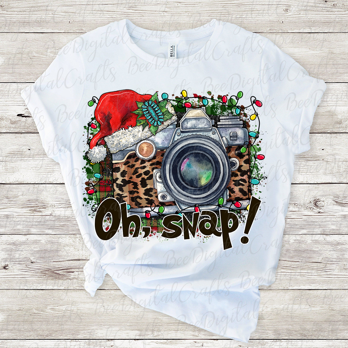 Christmas photo camera with Santa hat sublimation design