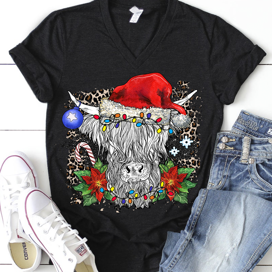 Christmas highland cow sublimation design