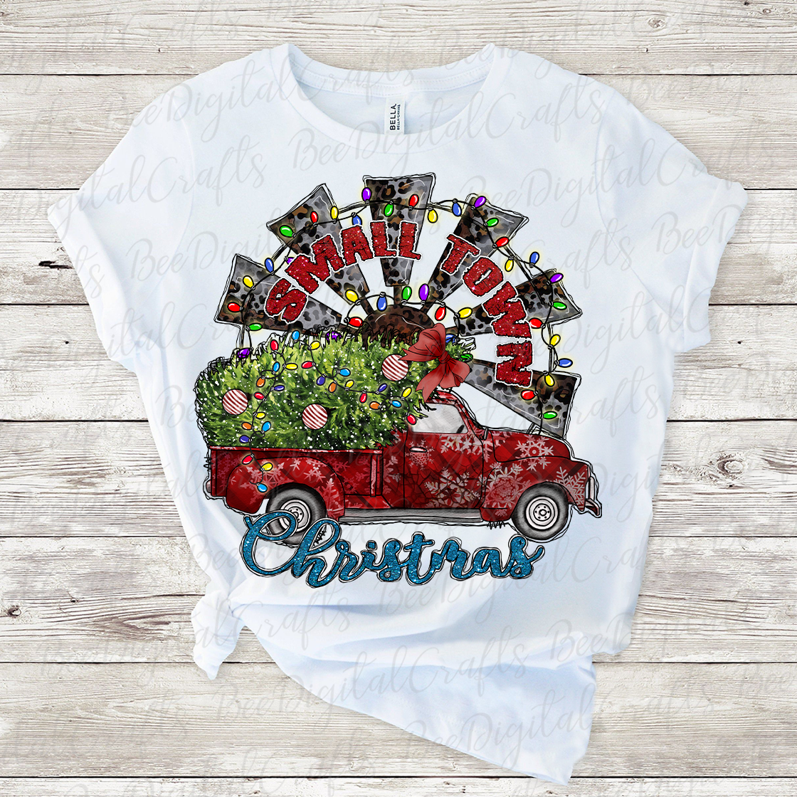 Small town Christmas sublimation design