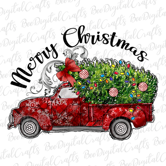 Merry Christmas truck sublimation design