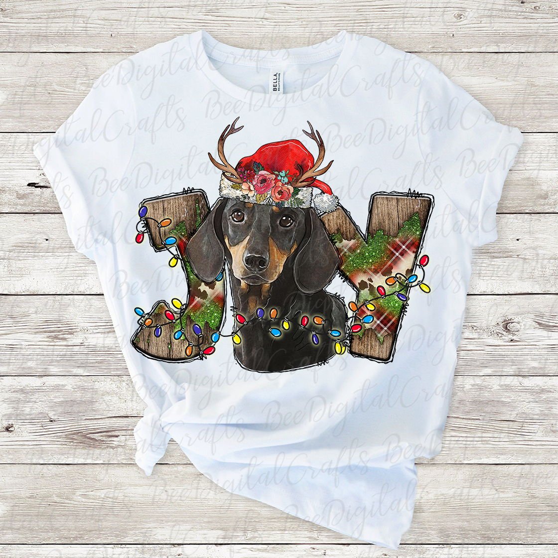 Christmas Joy dachshund sublimation design