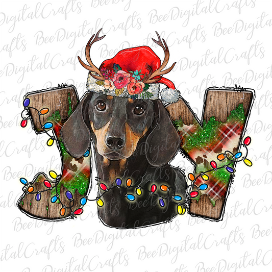 Christmas Joy dachshund sublimation design