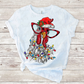 Christmas chicken with glasses and Santa hat sublimation design