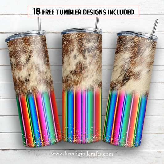 Cowhide serape 20 oz skinny tumbler sublimation design