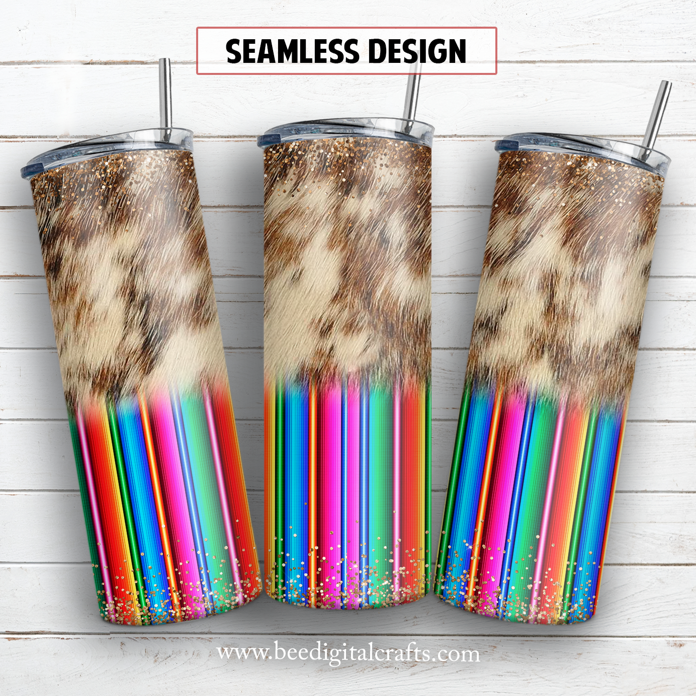 Cowhide serape 20 oz skinny tumbler sublimation design