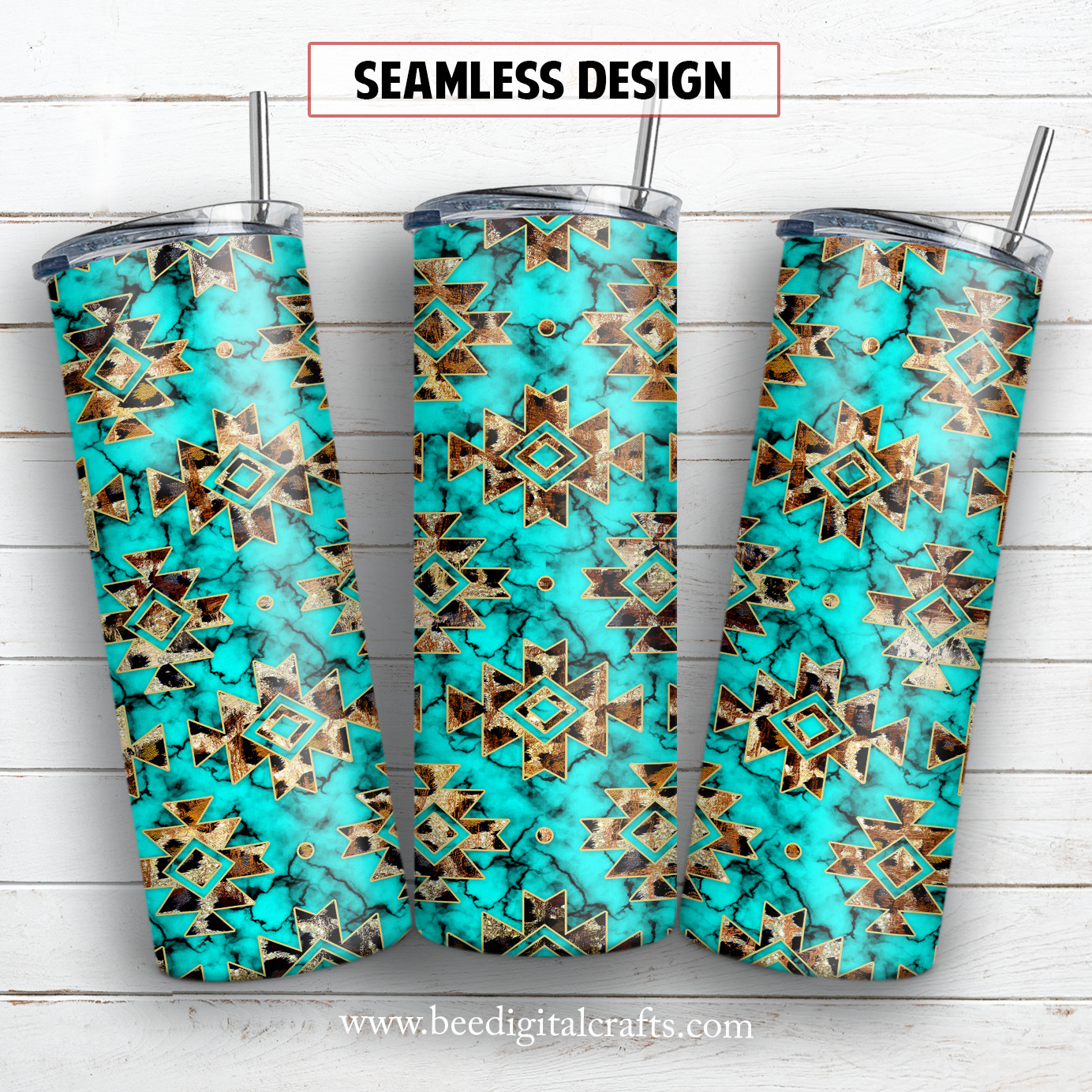 Leopard turquoise 20 oz skinny tumbler sublimation design