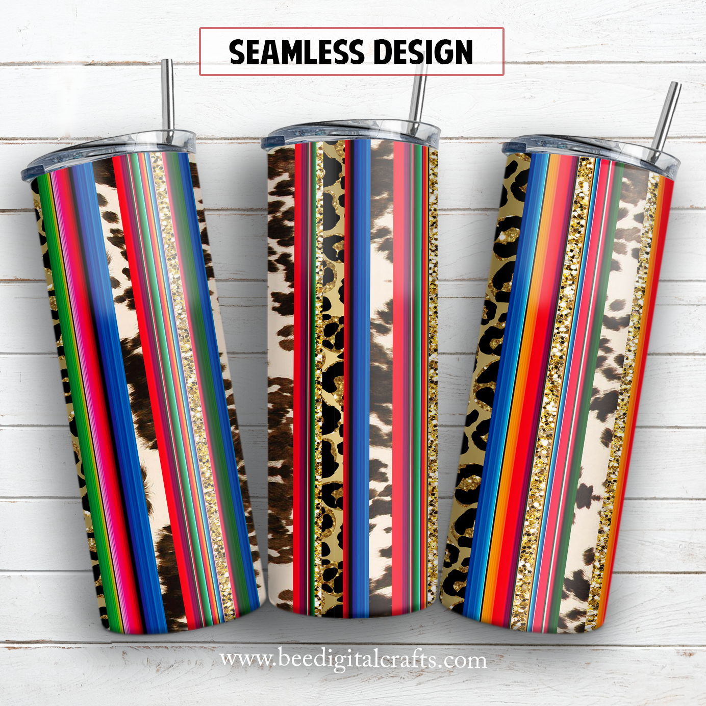 Serape 20 oz skinny tumbler sublimation design